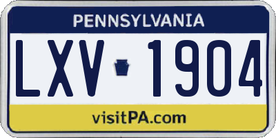 PA license plate LXV1904