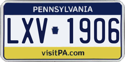 PA license plate LXV1906
