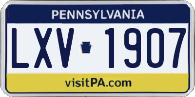 PA license plate LXV1907