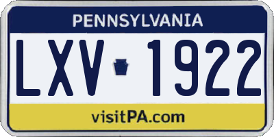 PA license plate LXV1922