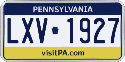 PA license plate LXV1927