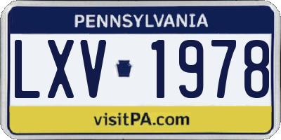 PA license plate LXV1978