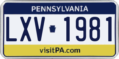 PA license plate LXV1981