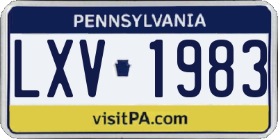PA license plate LXV1983