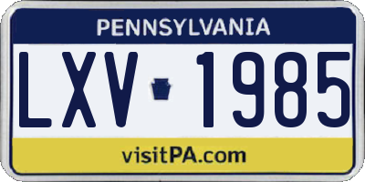 PA license plate LXV1985