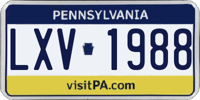 PA license plate LXV1988