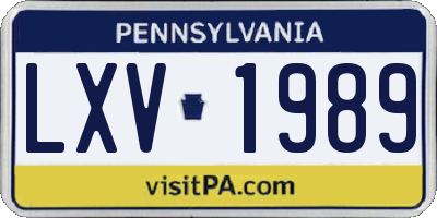 PA license plate LXV1989
