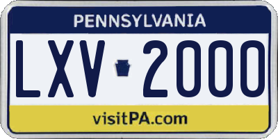PA license plate LXV2000