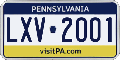 PA license plate LXV2001