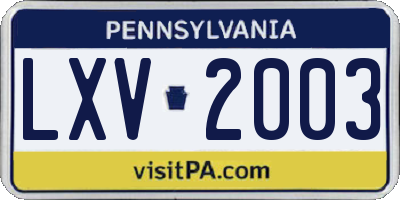 PA license plate LXV2003
