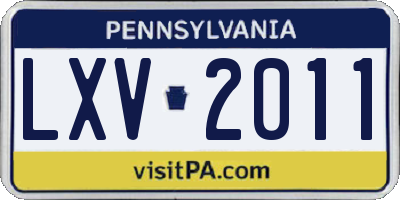 PA license plate LXV2011