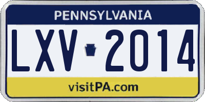 PA license plate LXV2014