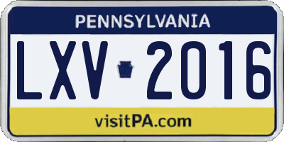 PA license plate LXV2016