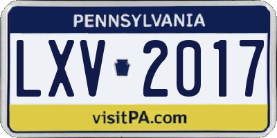 PA license plate LXV2017