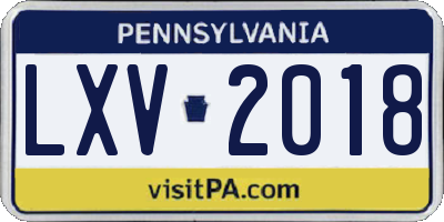 PA license plate LXV2018
