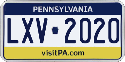 PA license plate LXV2020