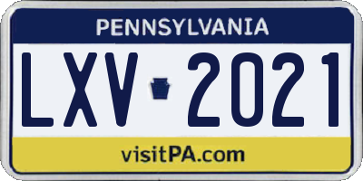 PA license plate LXV2021