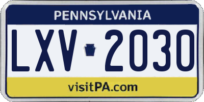 PA license plate LXV2030