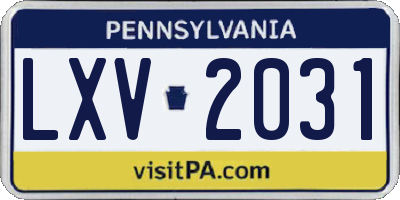 PA license plate LXV2031