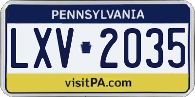 PA license plate LXV2035