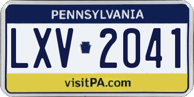 PA license plate LXV2041