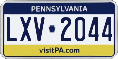 PA license plate LXV2044