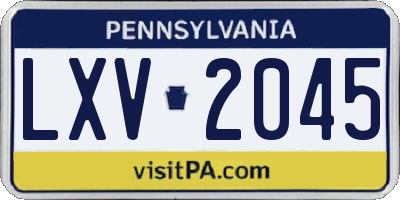 PA license plate LXV2045