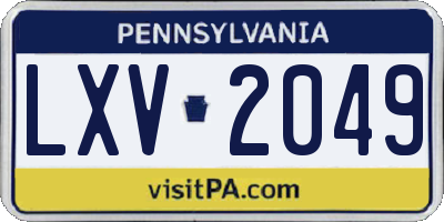 PA license plate LXV2049