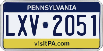 PA license plate LXV2051