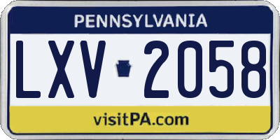 PA license plate LXV2058