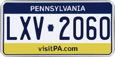 PA license plate LXV2060