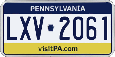 PA license plate LXV2061