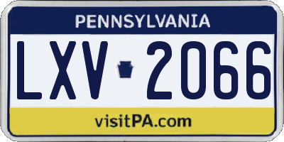 PA license plate LXV2066