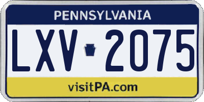 PA license plate LXV2075