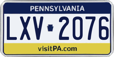 PA license plate LXV2076