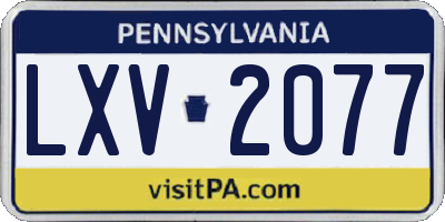 PA license plate LXV2077