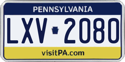 PA license plate LXV2080