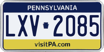 PA license plate LXV2085