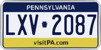 PA license plate LXV2087