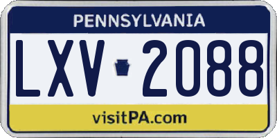 PA license plate LXV2088