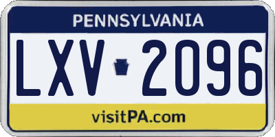 PA license plate LXV2096