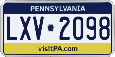 PA license plate LXV2098