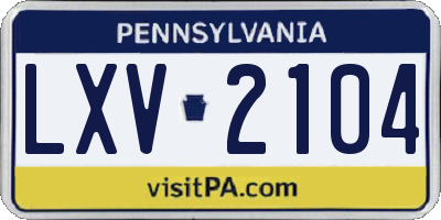 PA license plate LXV2104