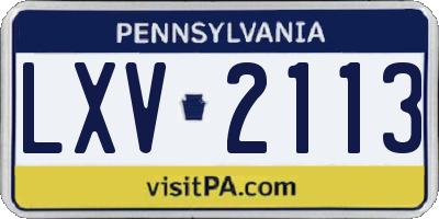 PA license plate LXV2113