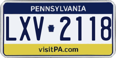 PA license plate LXV2118