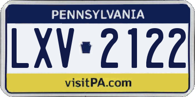 PA license plate LXV2122