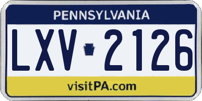 PA license plate LXV2126