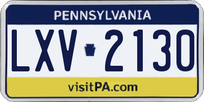 PA license plate LXV2130