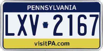 PA license plate LXV2167