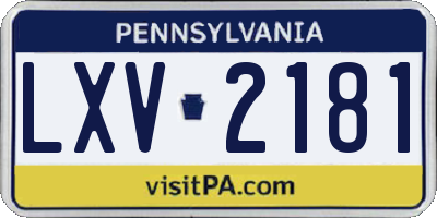 PA license plate LXV2181